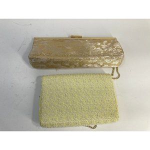 Lot of 2 Women's Gold Clutch Handbags Purses